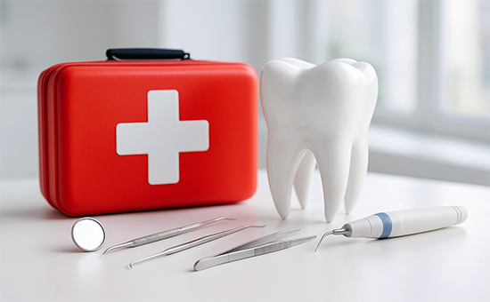 Notfallkoffer mit Zahnmodell – schnelle und zuverlässige Notfallbehandlungen in der ACC Zahnklinik Basel